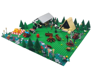 Klocki dla dzieci zabawka obóz nad jeziorem camping