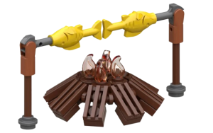 Klocki dla dzieci zabawka zestaw akcesoriów obóz nad jeziorem ognisko  35