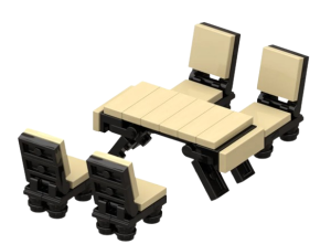 Klocki dla dzieci zabawka zestaw akcesoriów obóz nad jeziorem stół z krzesłami 82