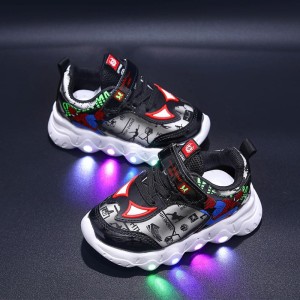 Buty dziecięce Spiderman lekkie sportowe LED czarno-białe