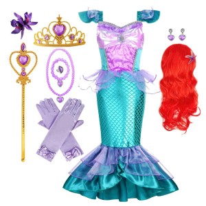 Strój Syrenki dla Dziewczynki Kostium Morska Księżniczka z Akcesoriami