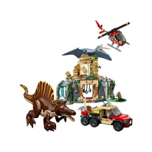 Klocki Dinozaury Park Jurajski Atak Spinozaura – Zestaw Świątynia i Helikopter