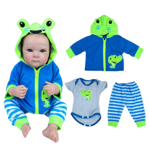 Ubranka dla lalki Reborn 18-20 cali (45-50 cm) - 3-częściowy Komplet Dinozaur  z Kapturem