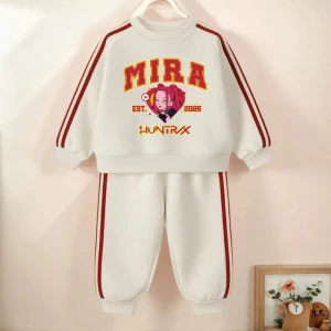 Komplet Dresowy Dziecięcy K-POP HUNTRX – Dwuczęściowy Zestaw: Bluza i Spodnie z Paskami – Wiosna 2026 