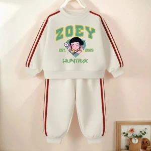 Komplet Dresowy Dziecięcy K-POP HUNTRX – Dwuczęściowy Zestaw: Bluza i Spodnie z Paskami – Wiosna 2026 