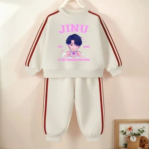 Komplet Dresowy Dziecięcy K-POP HUNTRX – Dwuczęściowy Zestaw: Bluza i Spodnie z Paskami – Wiosna 2026 