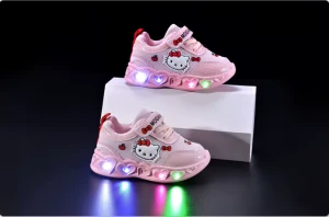 Sneakersy dla Dziewczynki z Motywem Bajkowym – Świecąca Podeszwa LED