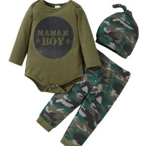 3-częściowy Komplet Niemowlęcy Moro – Body "Mama's Boy", Spodnie i Czapka (1-3 Lata) 