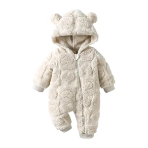Ciepły Kombinezon Niemowlęcy z Kapturem – Zimowy Pajacyk Flanelowy 0-18 msc Unisex 