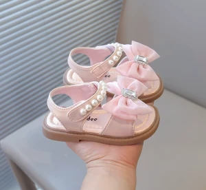 Sandały Dziecięce Zapinane na Rzep – Buty z Kokardką do Przedszkola i na Spacer