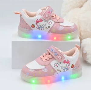 Buty Dziecięce ze Świecącą Podeszwą LED  Motyw Kotka Sneakersy dla Dziewczynki