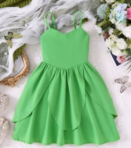 Sukienka Dzwoneczek – Kostium Wróżki dla Dziewczynki – Zielona Letnia Sukienka