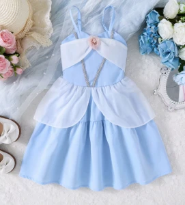 Błękitna Sukienka dla Dziewczynki Inspirowana Kopciuszkiem Kostium Księżniczki na Bal