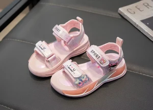 Sandały dziewczęce sportowena rzep – lekkie oddychające sandałki dziecięce lato