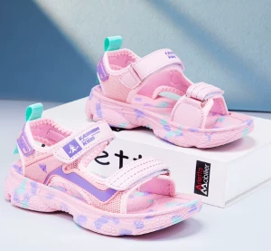 Sandały dziecięce sportowe różowe na rzep – lekkie, oddychające sandały dziewczęce EVA na lato