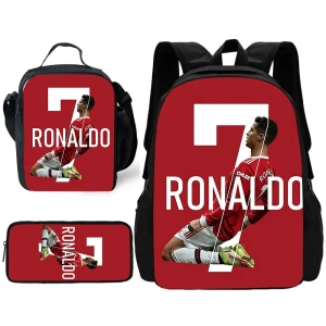 Zestaw Szkolny Cristiano Ronaldo CR7 – Plecak, Torba na Lunch i Piórnik dla Fana Piłki Nożnej