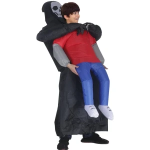 Dmuchany Kostium Śmierć Żniwiarz Porywający Człowieka – Strój Nadmuchiwany na Halloween Dziecięcy (120-140 cm)