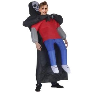 Dmuchany Kostium Śmierć Żniwiarz Porywający Człowieka – Strój Nadmuchiwany na Halloween dla Dorosłych (160-190 cm)