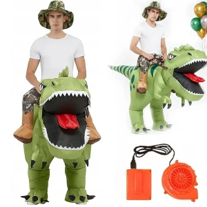 Dmuchany Kostium Strój Dinozaur T-Rex Dziecko / Dorosły Jeździec z Dmuchawą na Baterie USB – Przebranie na Halloween Karnawał (150–190 cm)